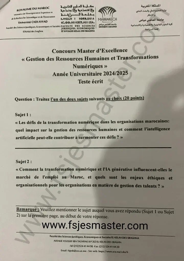 Extrait scanné — FSJES El Kelâa des Sraghna (Cadi Ayyad) 2024